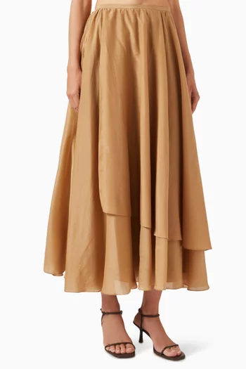 Layered Maxi Skirt in Cotton & Silk