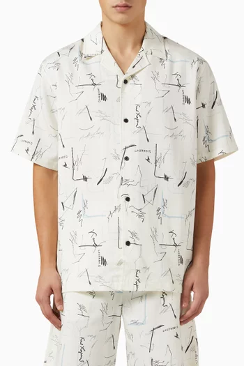 Printed Bowling Shirt in Cotton-blend