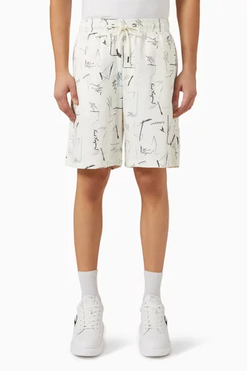 Printed Shorts in Cotton-blend