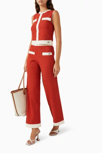 Contrast-trim Pants in Nylon-knit