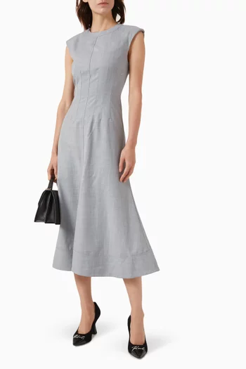 Tailored Midi Dress in Wool-blend