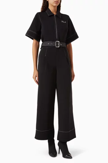 Contrast Stitch Jumpsuit in Cotton-blend