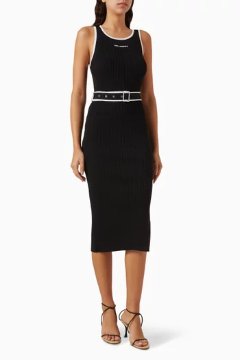 Logo Midi Dress in Ribbed-knit
