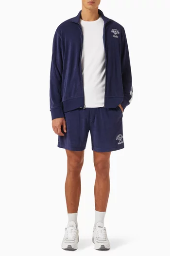 Embroidered Track Jacket in Cotton-blend Terry