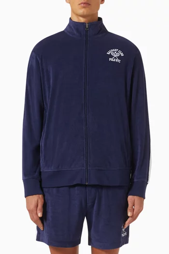 Embroidered Track Jacket in Cotton-blend Terry