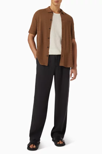 Crew Neck Sweater in Linen Mesh-knit