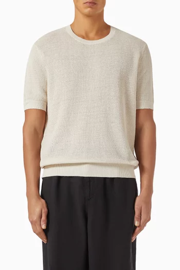 Crew Neck Sweater in Linen Mesh-knit