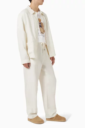 Pleated Drawstring Pants in Linen