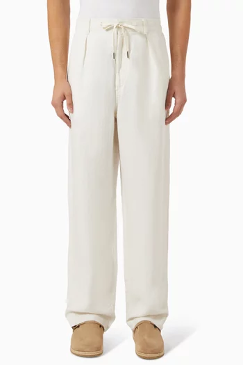 Pleated Drawstring Pants in Linen