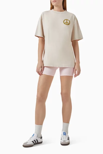 تي شيرت سارة بقصة فضفاضة وطبعة High Frequency Living‏