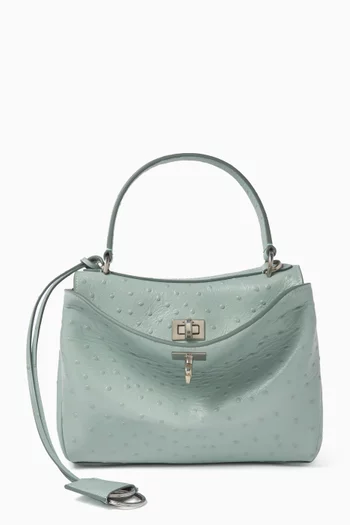 Mini Rodeo Handbag in Ostrich-embossed Leather