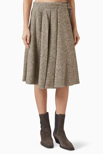 Chevron Kilt Skirt in Flecked Virgin Wool & Silk
