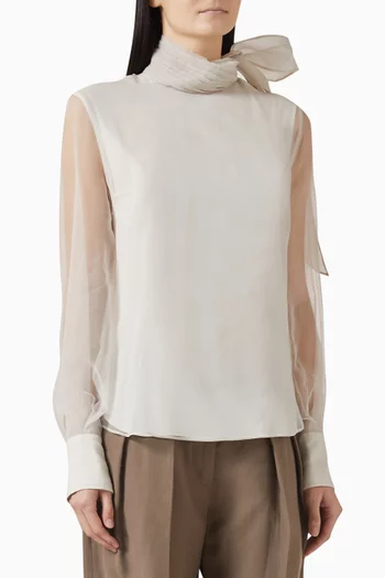 Bow-neck Blouse in Silk