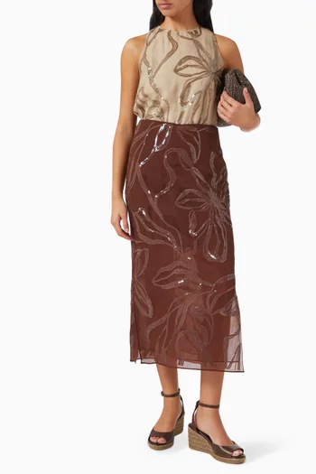 بلوزة مطرزة بالترتر حرير