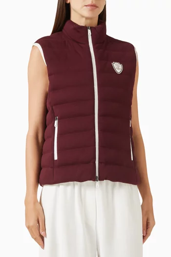 Logo Down Vest in Techno Cotton Piqué