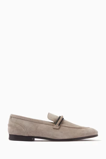 Monili-embellished Loafers in Suede