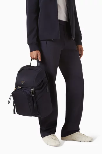 حقيبة ظهر نايلون معاد تدويره وجلد سافيانو