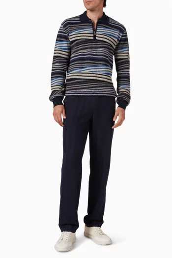 Striped Zigzag Polo Shirt in Cotton