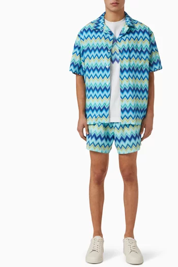 Zig Zag Print Bowling Shirt in Viscose