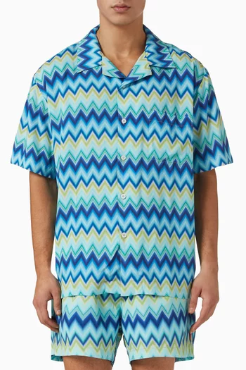 Zig Zag Print Bowling Shirt in Viscose