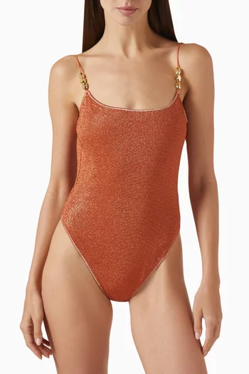 Glazed Lumiere Bead Swimsuit in Lurex