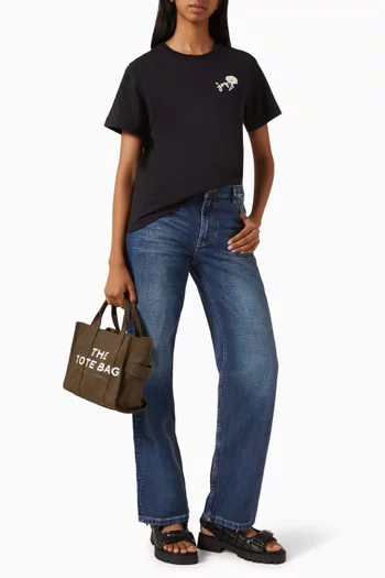 تي شيرت بيبي بتطريز على شكل زهرة أقحوان وشعار Joy‏ قطن وجيرسيه