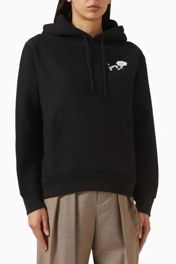 كنزة بغطاء الرأس بتطريز على شكل زهرة أقحوان وشعار Joy‏ مزيج قطن