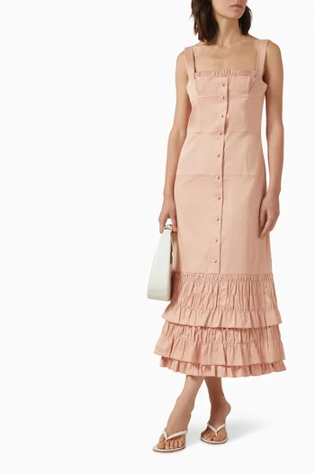 Atalya Ruffle Dress in Cotton Poplin