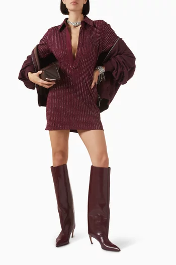 فستان قصير مطرز قطن