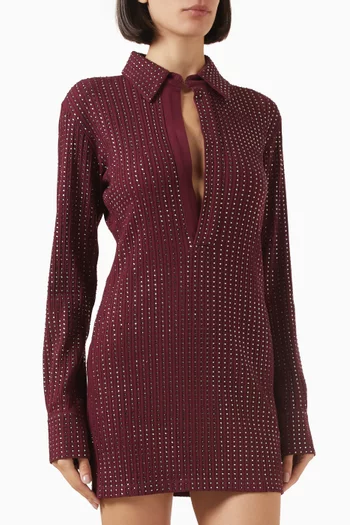 فستان قصير مطرز قطن