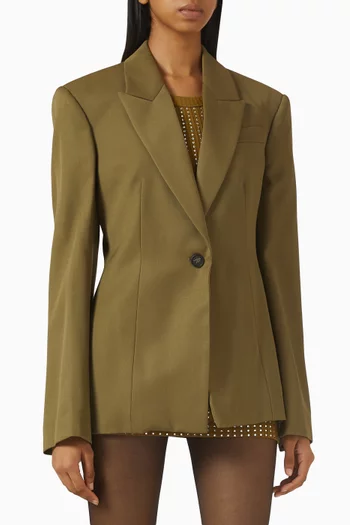 Single-breasted Blazer in Wool Gabardine