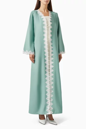 عباية مزينة بدانتيل قطن تويل