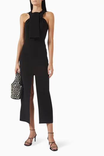 Neck-tie Knit Dress in Viscose Blend