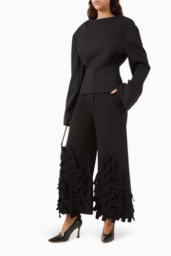 Rectangle-fringe Culotte Pants