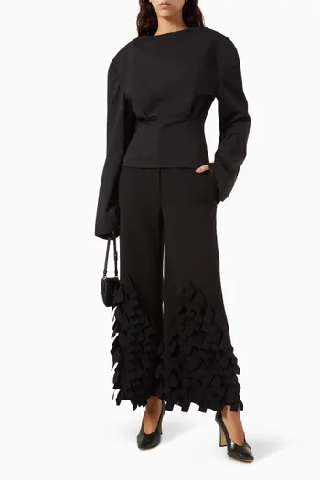 بلوزة بقصة مريحة مزيج صوف بكر