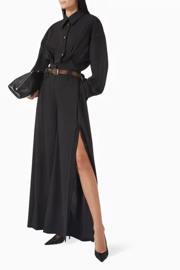 Wide-leg Slit Pants