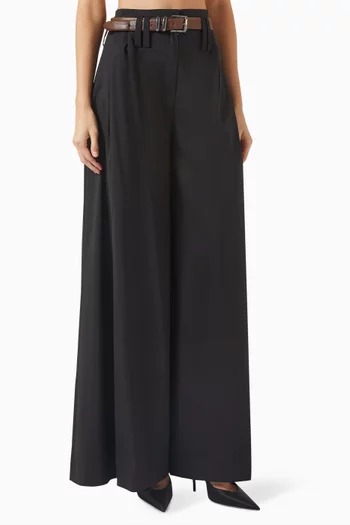 Wide-leg Slit Pants