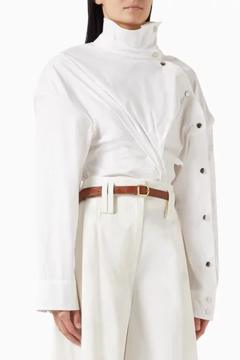 Asymmetric Collar Shirt in Cotton Blend