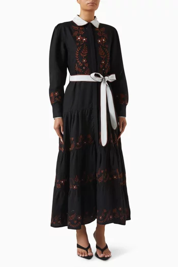 فستان روزوود طويل كتان