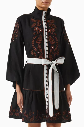 فستان روزوود قصير كتان