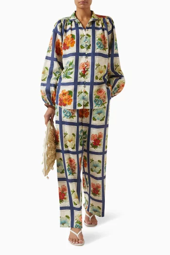 Bella Printed Blouse in Linen