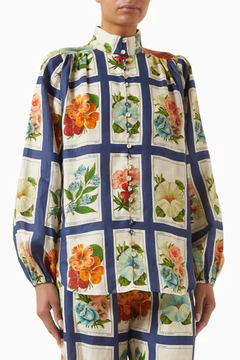 Bella Printed Blouse in Linen