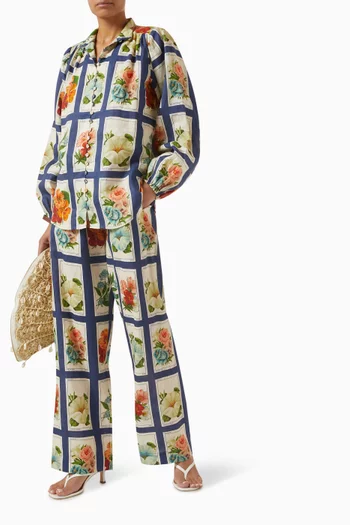 Hallie Printed Pants in Linen