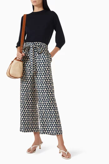 Timeb Printed Cropped Pants in Silk-twill