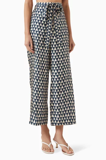 Timeb Printed Cropped Pants in Silk-twill