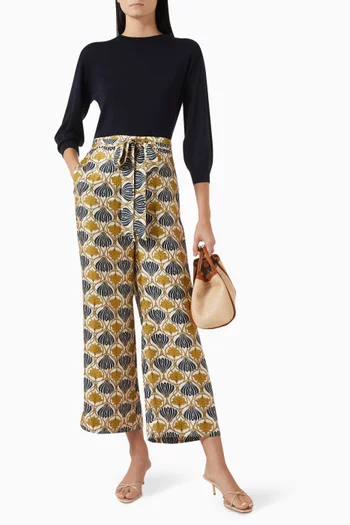 Timec Printed Cropped Pants in Silk-twill