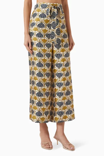 Timec Printed Cropped Pants in Silk-twill