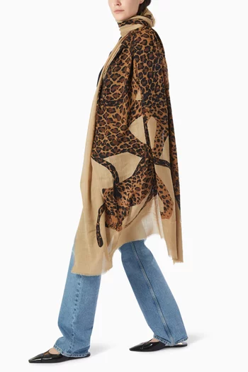 Leopard Stole In Wool Twill