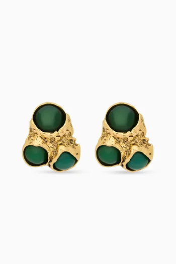 أقراط بابل بمشبك مرصعة بأحجار كابوشون راتنج ومعدن