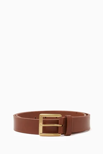 Rectangular Buckle Belt in Leather